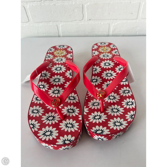 Sandals Designer By Tory Burch In Red & White, Size: 10