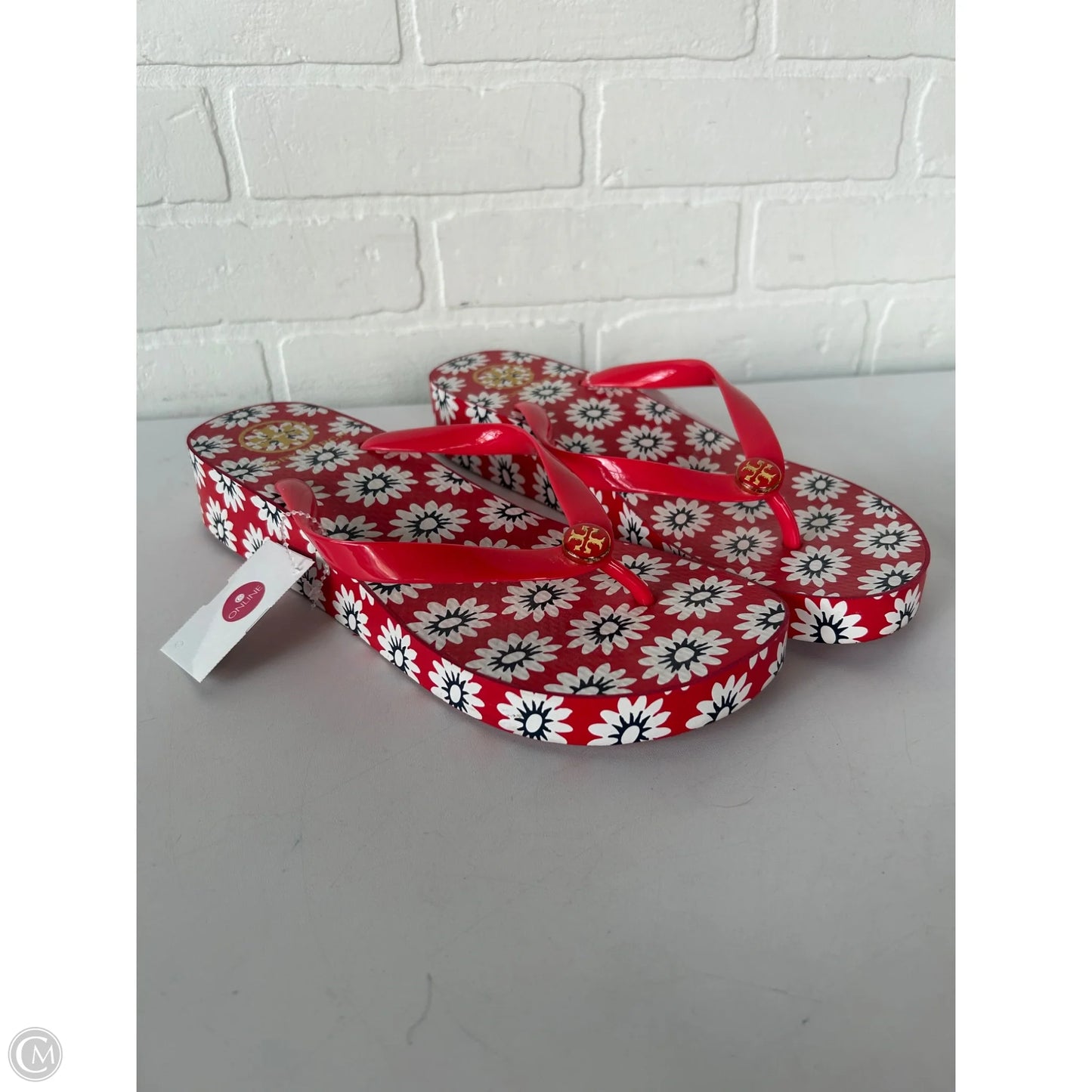 Sandals Designer By Tory Burch In Red & White, Size: 10