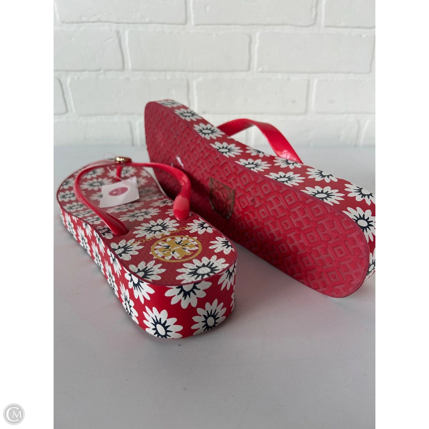 Sandals Designer By Tory Burch In Red & White, Size: 10