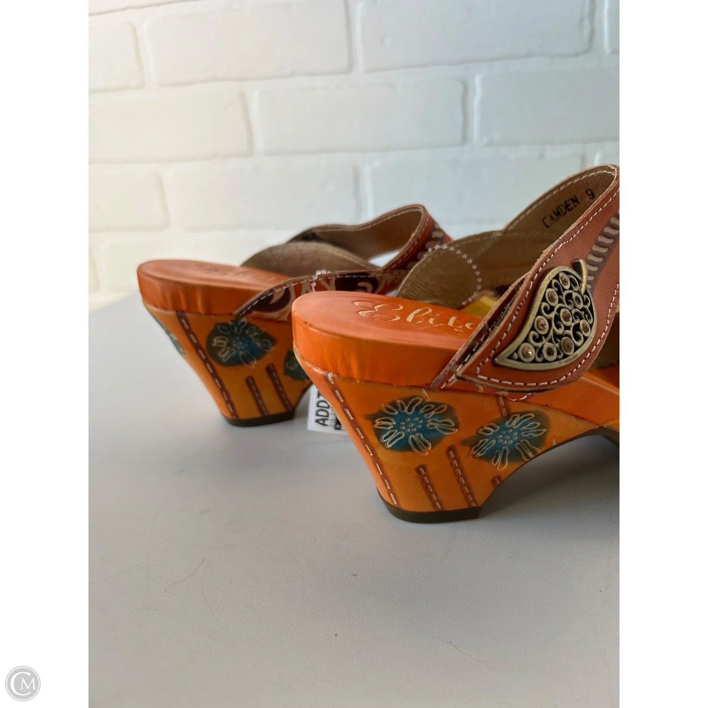 Sandals Heels Block By ELITE - CAMDEN In Orange & Yellow, Size: 9