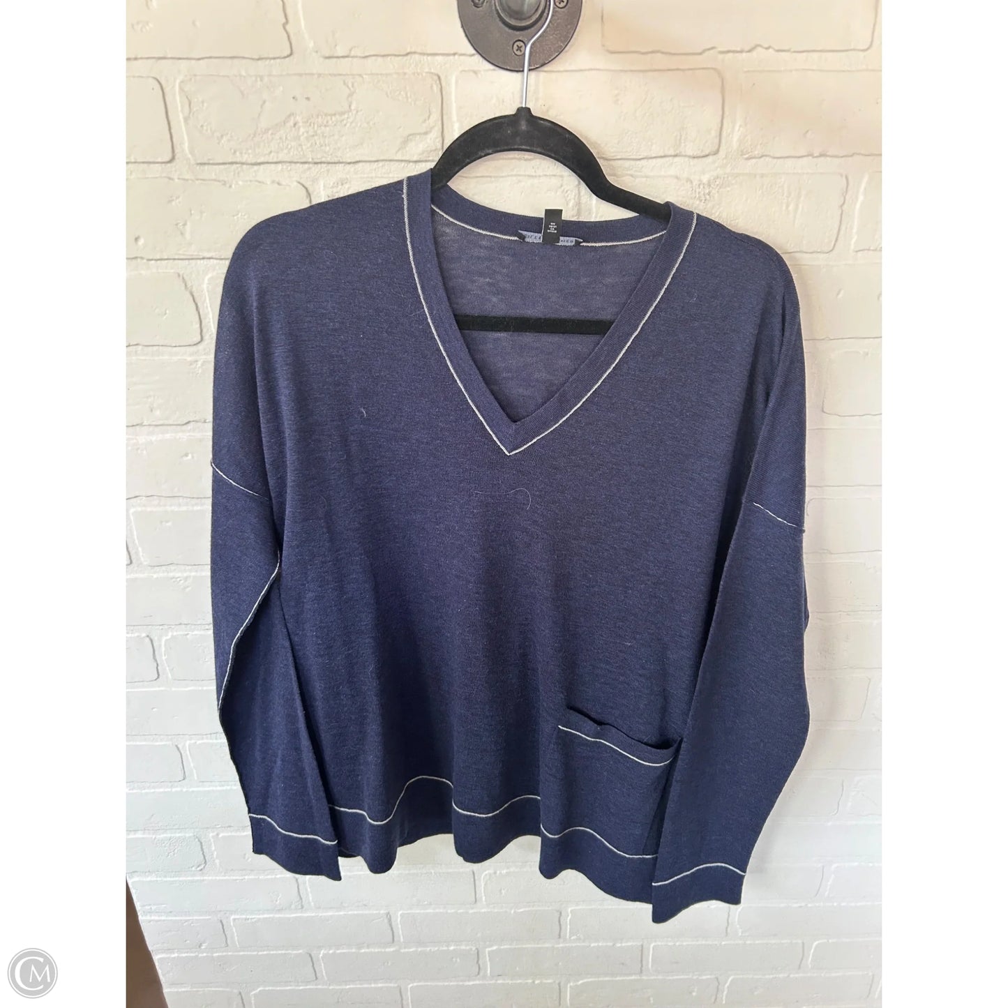 Sweater By Eileen Fisher In Blue & White, Size: M