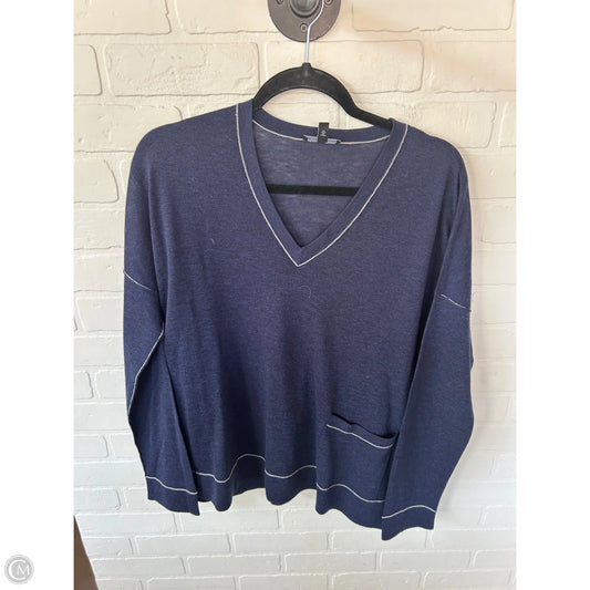 Sweater By Eileen Fisher In Blue & White, Size: M