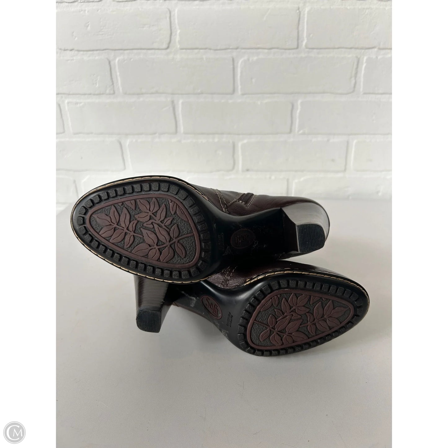 Boots Ankle Heels By Sofft In Brown, Size: 6