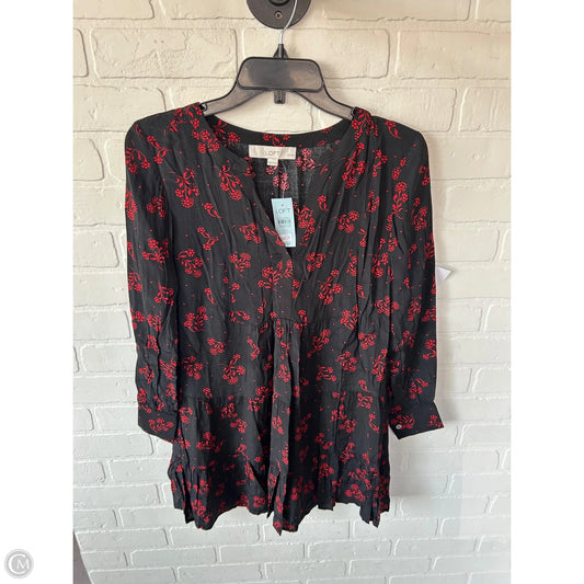 Tunic Long Sleeve By Loft In Black & Red, Size: Xxsp