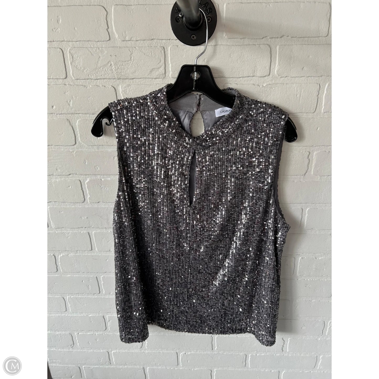 Top Sleeveless By Calvin Klein In Silver, Size: Xl
