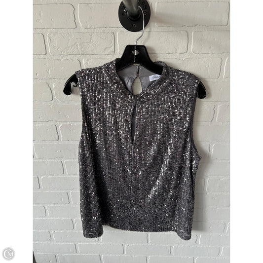 Top Sleeveless By Calvin Klein In Silver, Size: Xl