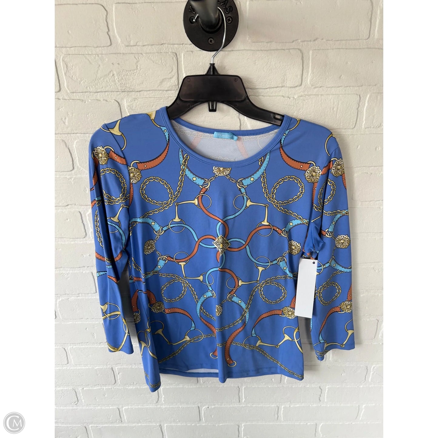 Top Long Sleeve By J Mclaughlin In Blue & Gold, Size: M