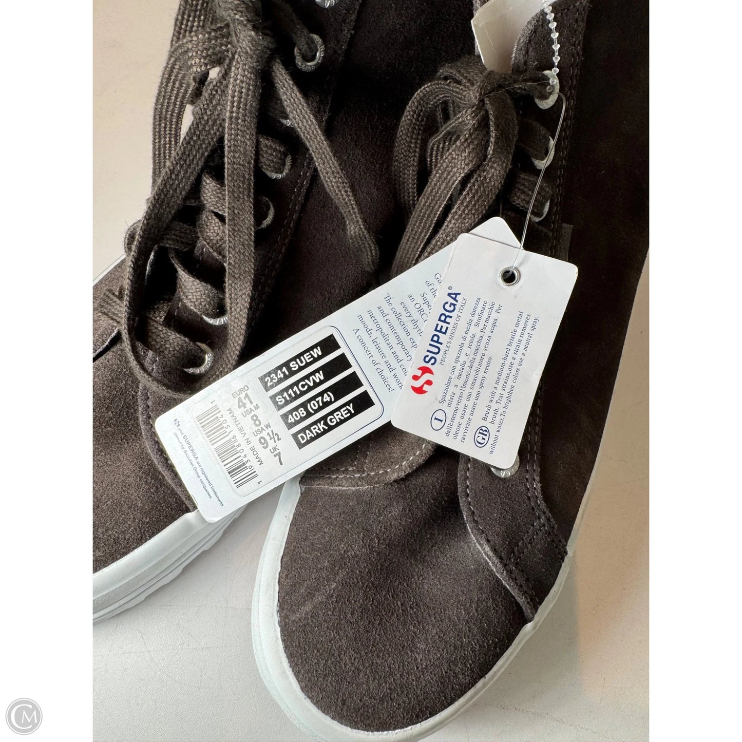 Shoes Sneakers By Superga In Grey & White, Size: 9.5