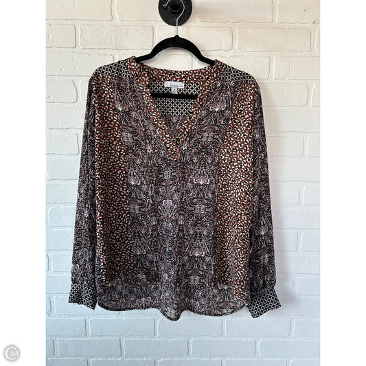 Top Long Sleeve By Allison Joy In Brown & Pink, Size: S
