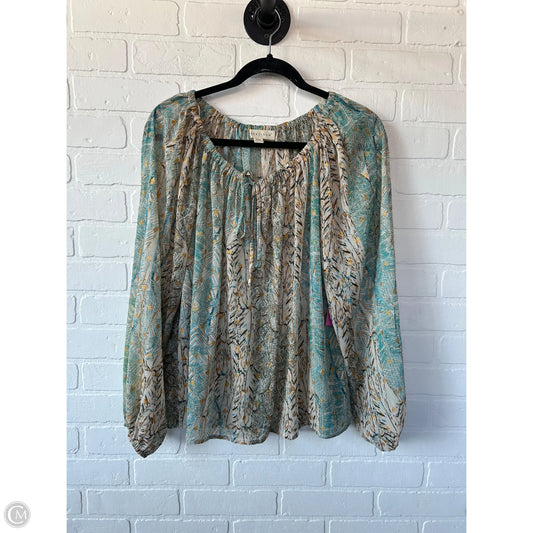 Top Long Sleeve By Cmc In Blue & Cream, Size: S