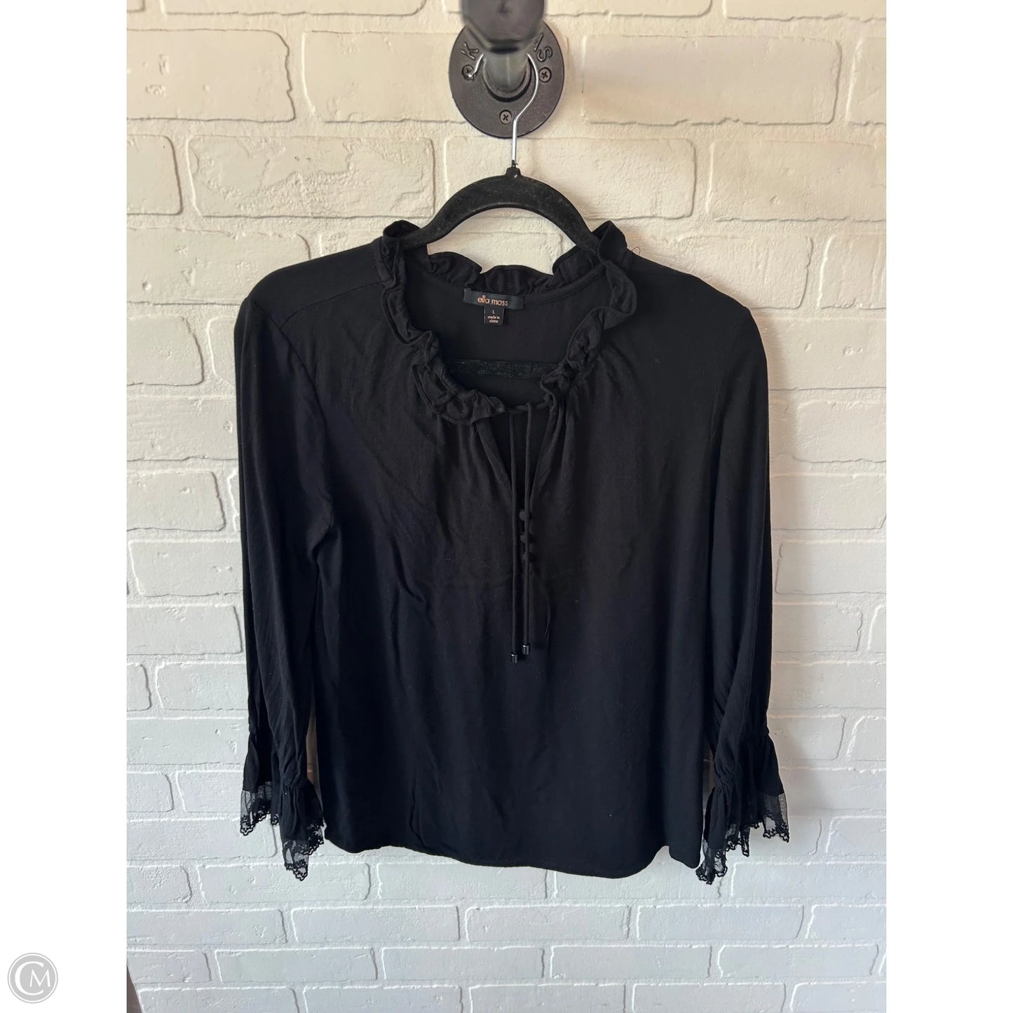 Top Long Sleeve By Ella Moss In Black, Size: L