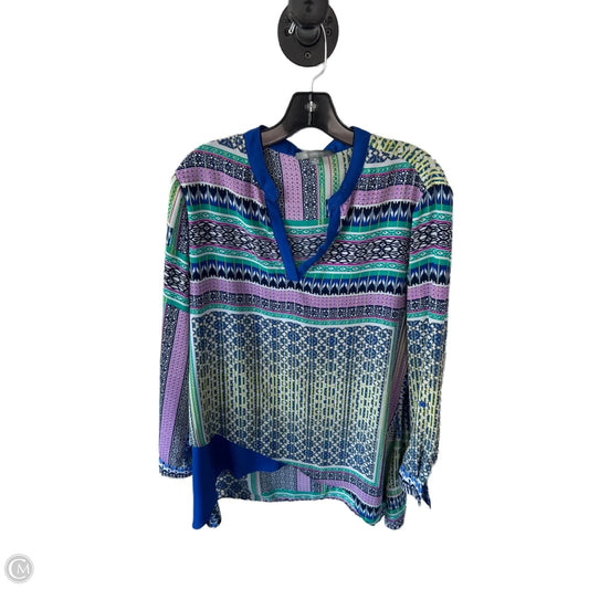 Tunic 3/4 Sleeve By Ny Collection In Blue & Green, Size: M