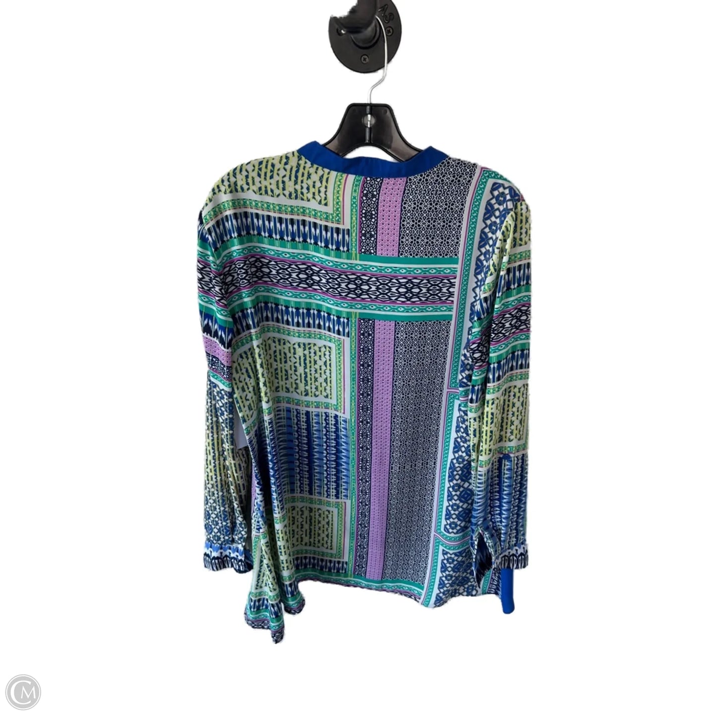 Tunic 3/4 Sleeve By Ny Collection In Blue & Green, Size: M