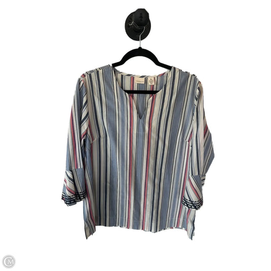 Tunic Long Sleeve By West Bound In Blue & White, Size: Xl