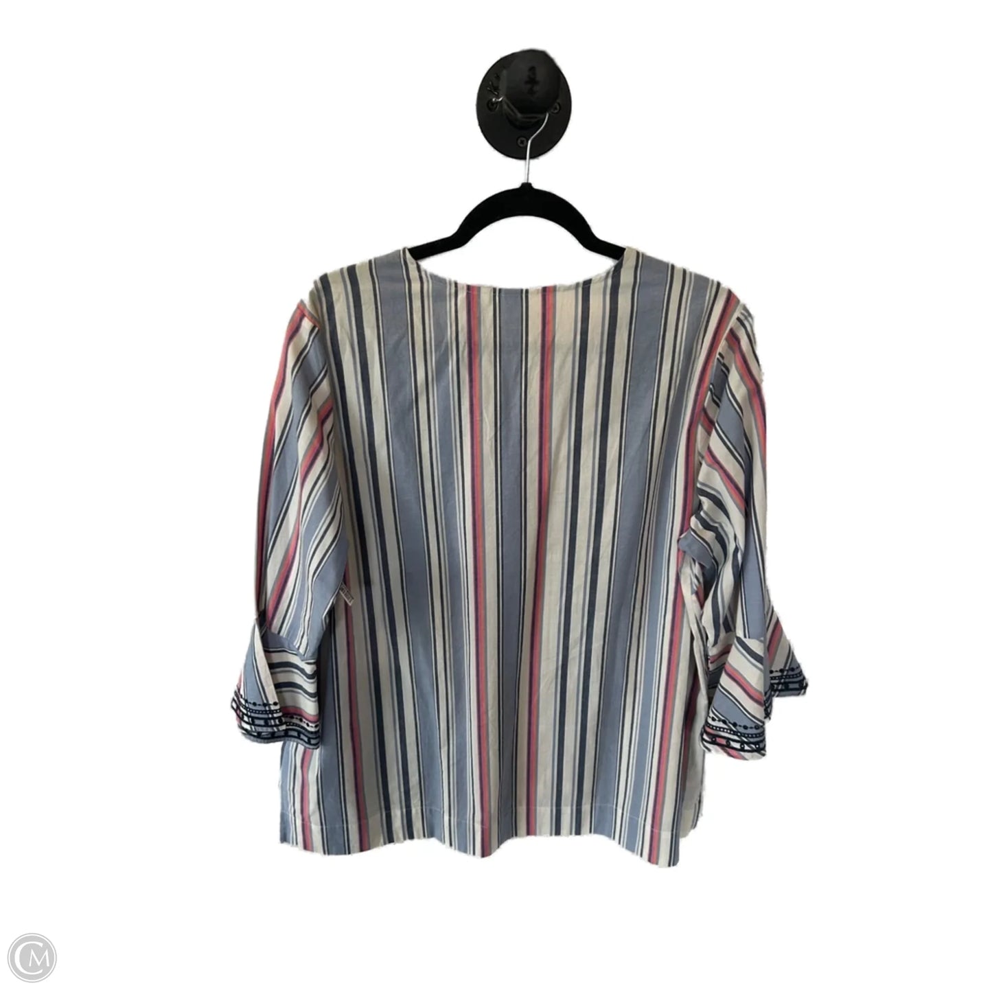 Tunic Long Sleeve By West Bound In Blue & White, Size: Xl