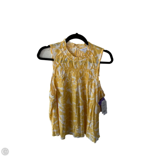 Top Sleeveless By Nine West In White & Yellow, Size: L