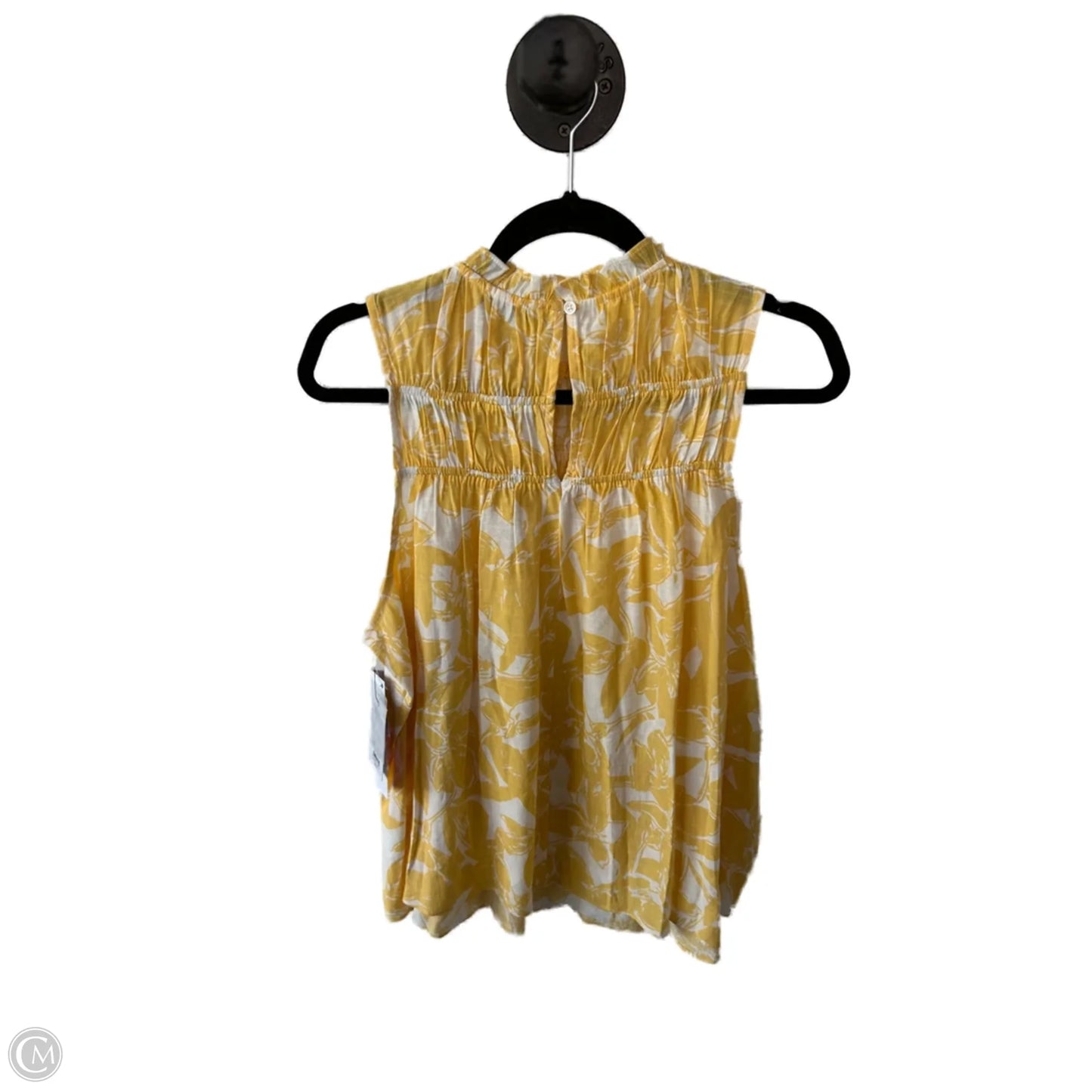 Top Sleeveless By Nine West In White & Yellow, Size: L