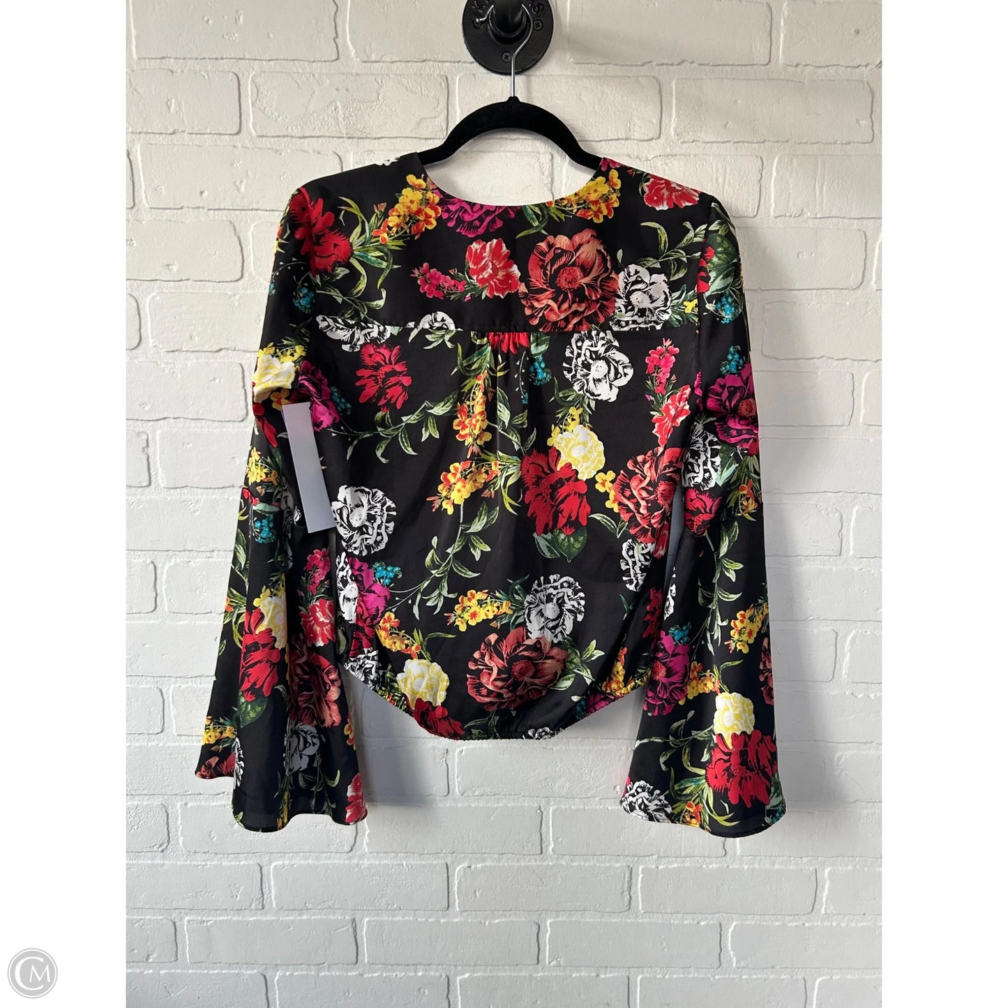 Top Long Sleeve By Guess In Black & Red, Size: S