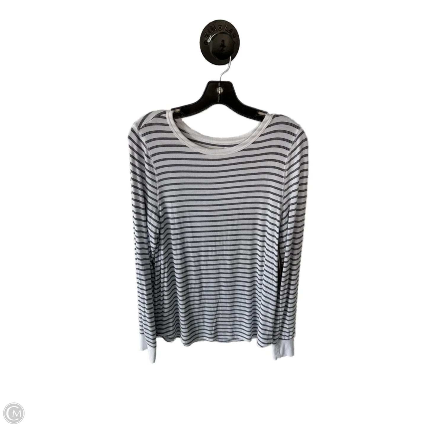 Top Long Sleeve By Thread And Supply In Blue & White, Size: L