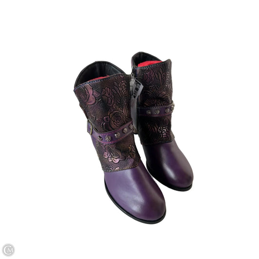 Boots Ankle Heels By Cme In Purple, Size: 7.5