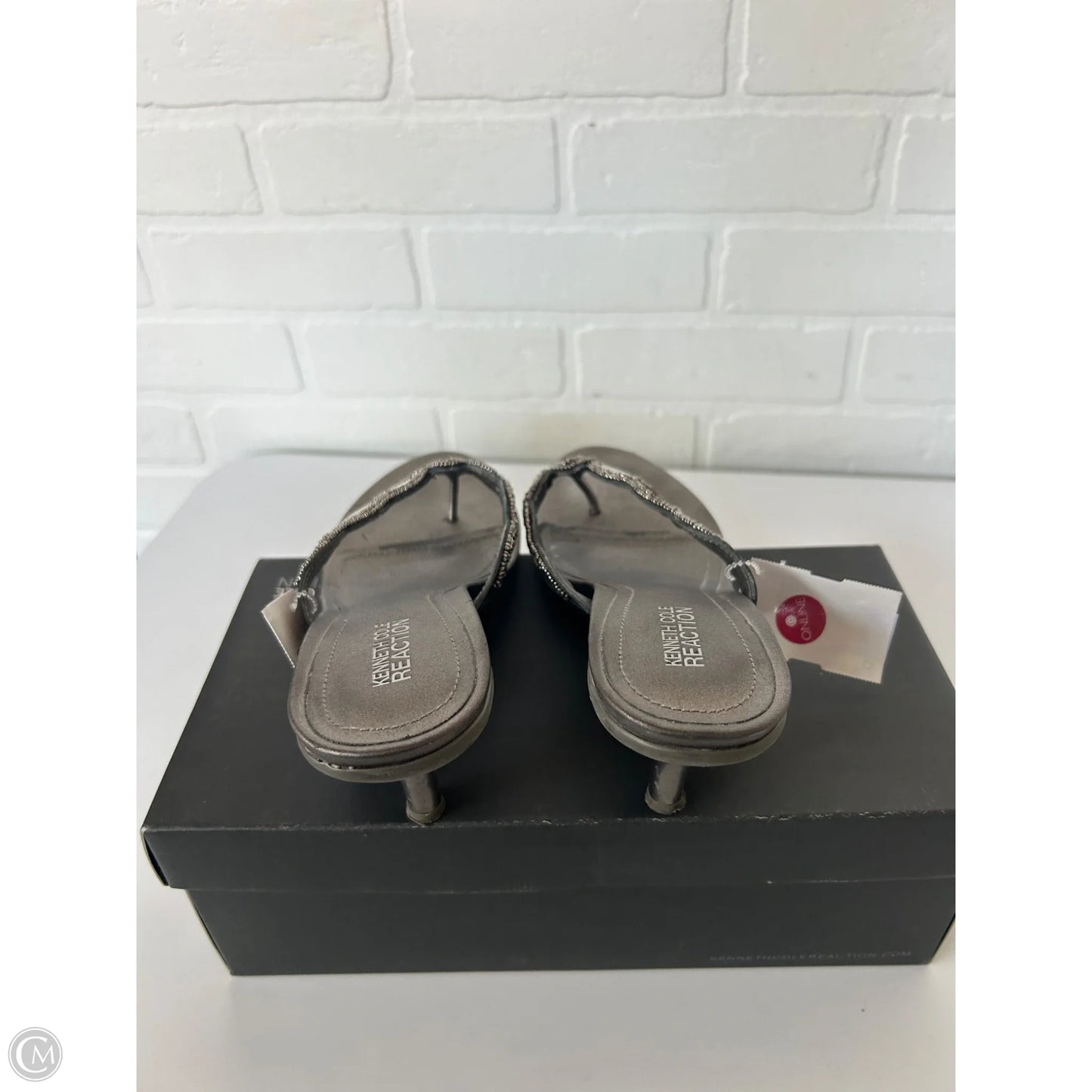 Sandals Heels Kitten By Kenneth Cole Reaction In Silver, Size: 6.5