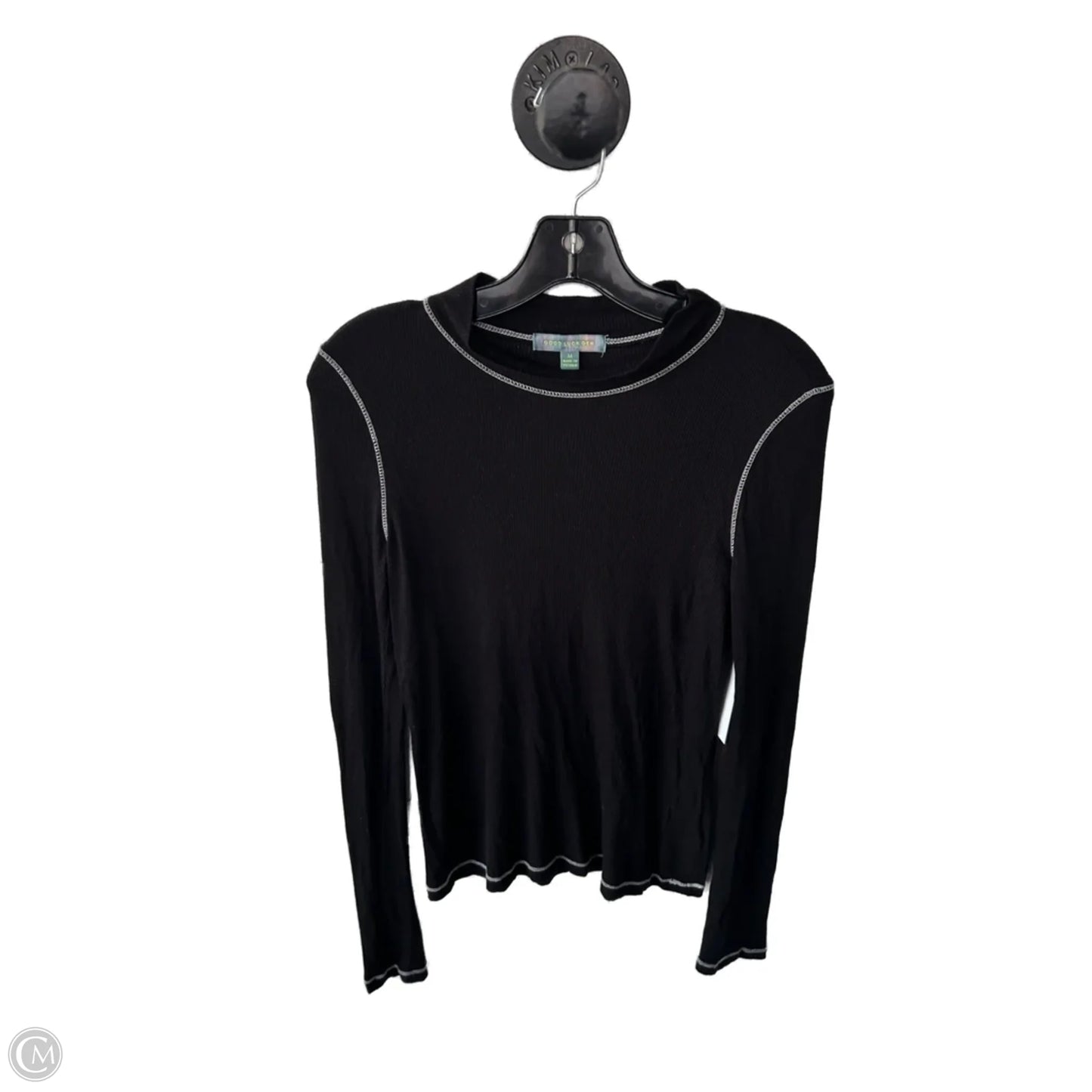 Top Long Sleeve Basic By Good Luck Gem In Black & White, Size: M