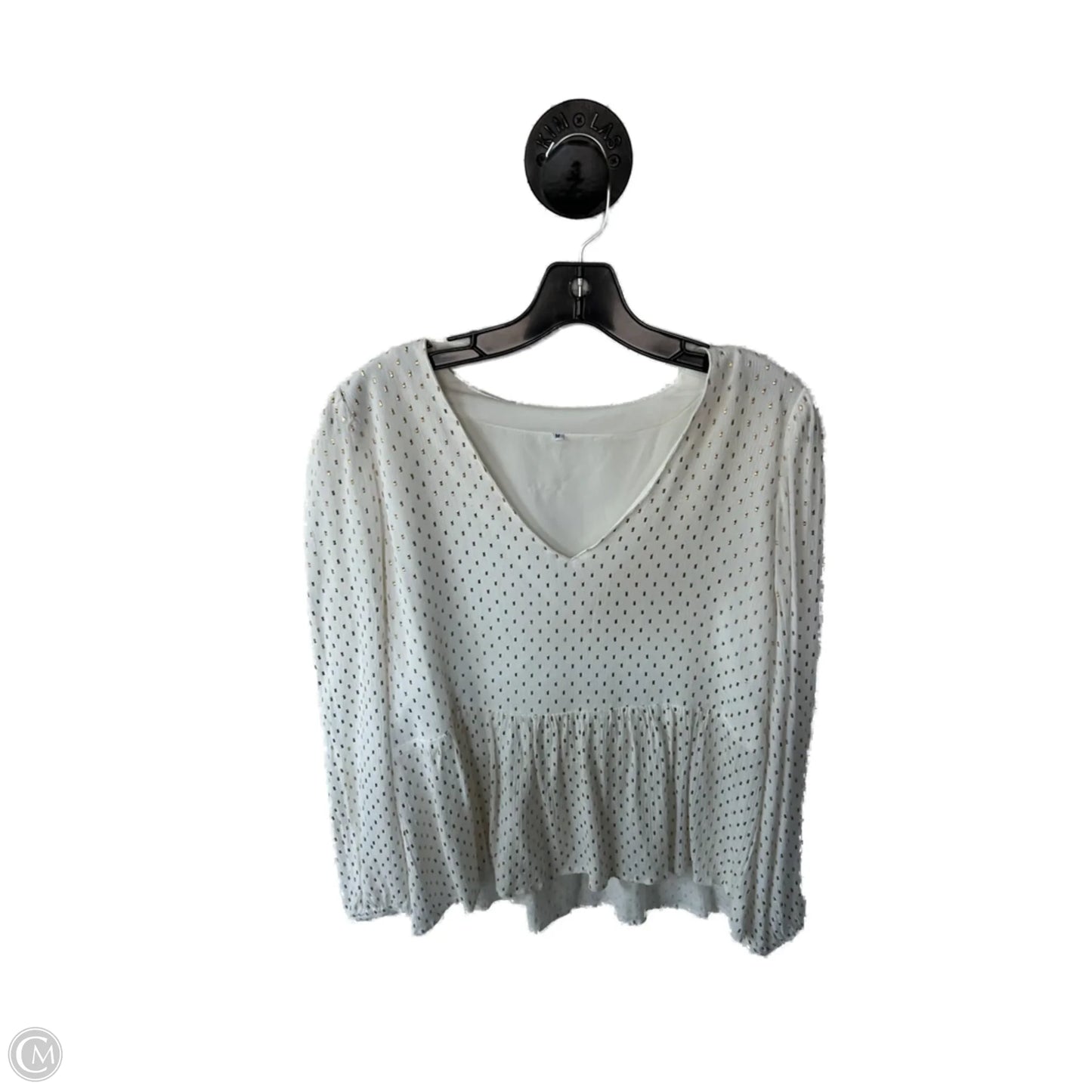 Top Long Sleeve By Cme In Gold & White, Size: M