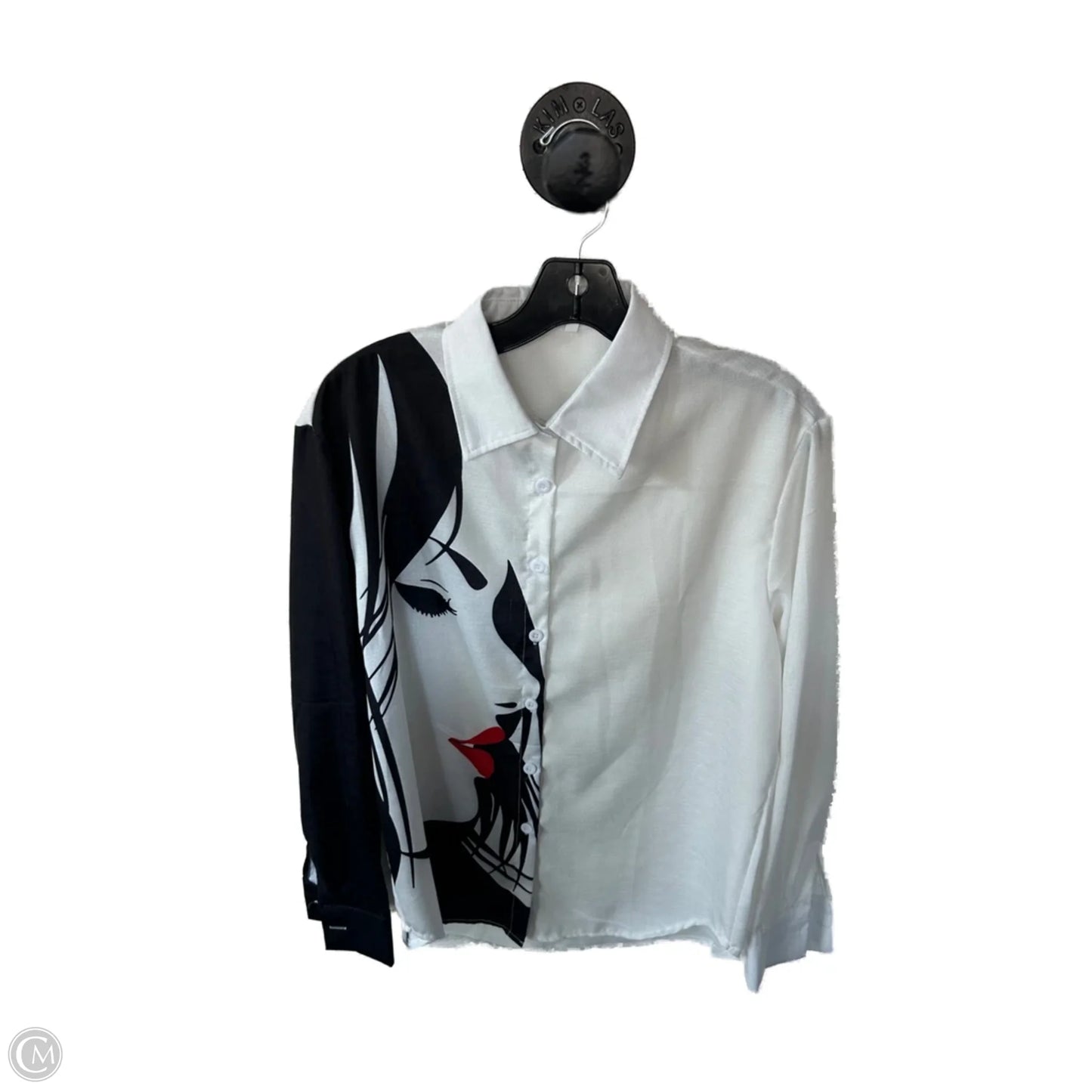 Top Long Sleeve By Cme In Black & White, Size: M