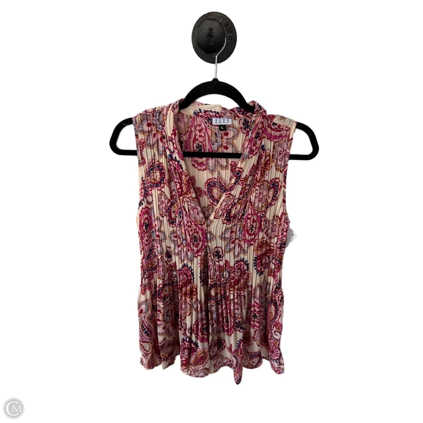Tunic Sleeveless By Elle In Pink & Tan, Size: L