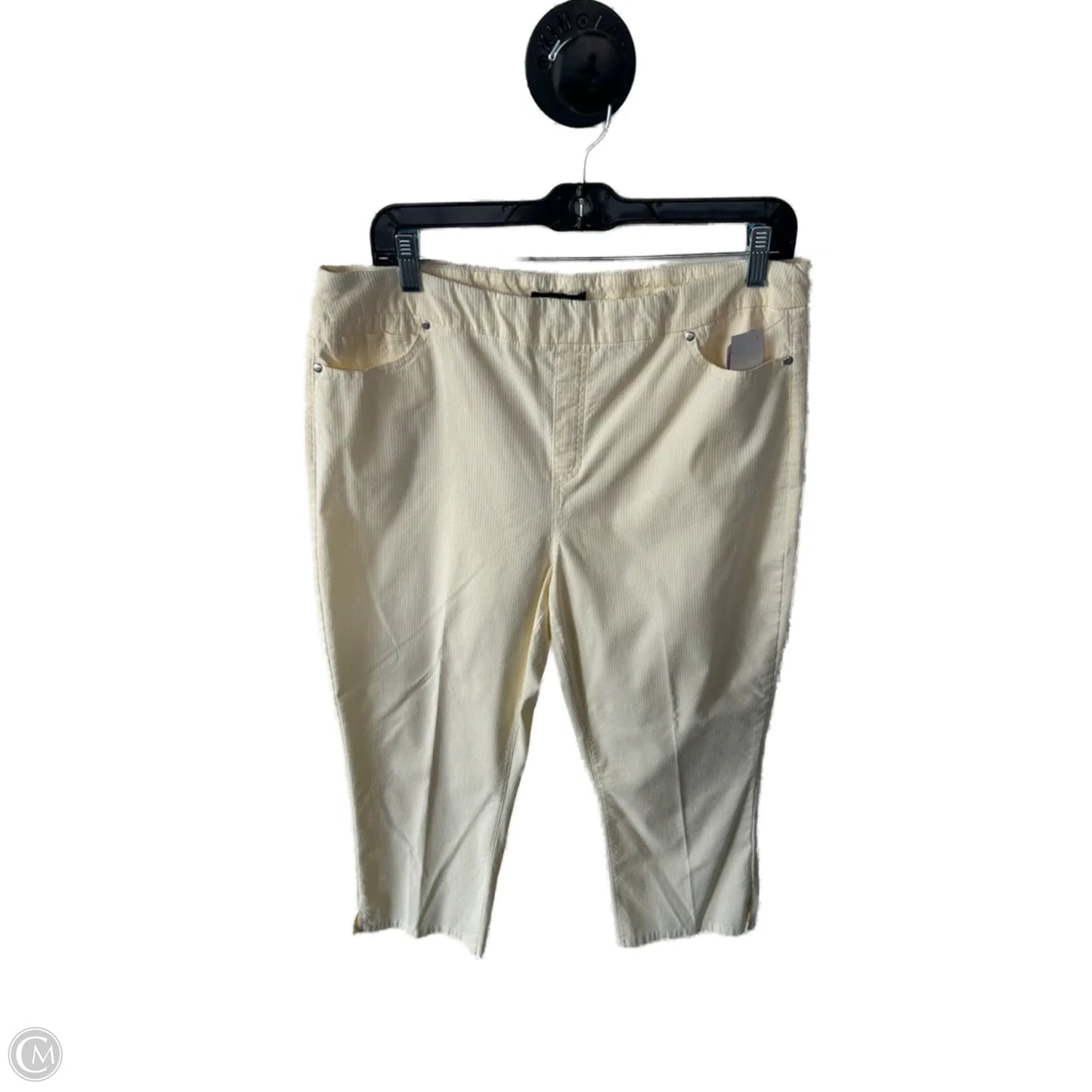 Pants Cropped By Mario Serrani In White & Yellow, Size: 16