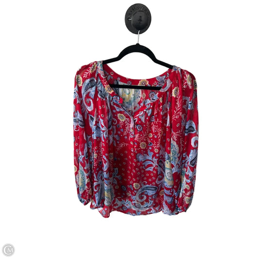 Top Long Sleeve By Style And Company In Blue & Red, Size: M