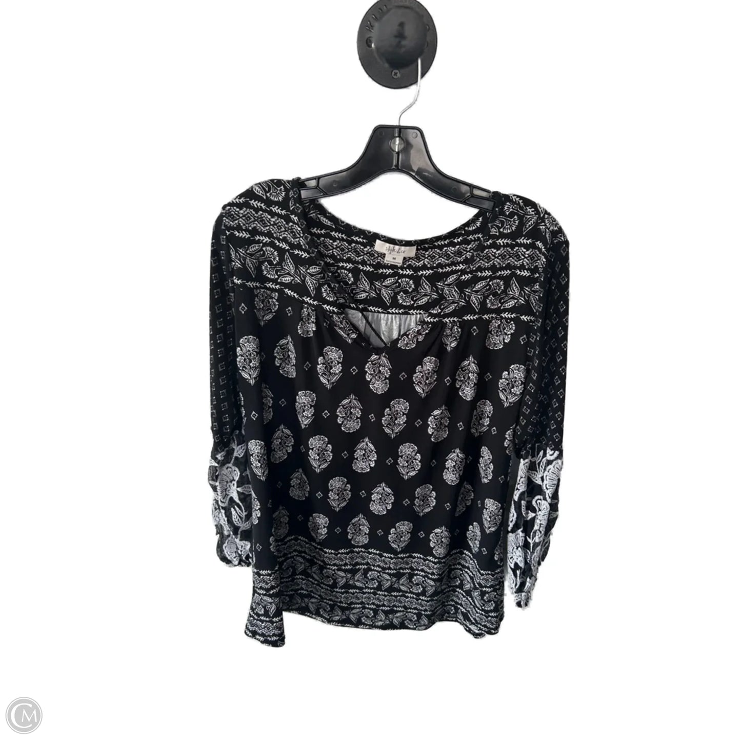 Top Long Sleeve By Style And Company In Black & White, Size: M