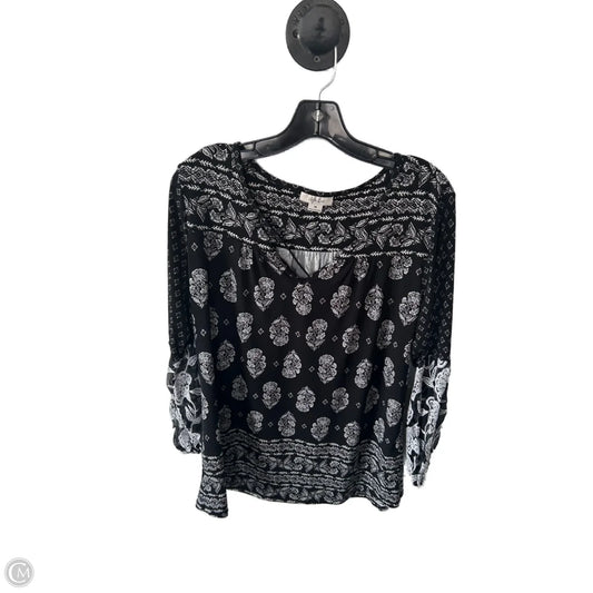 Top Long Sleeve By Style And Company In Black & White, Size: M
