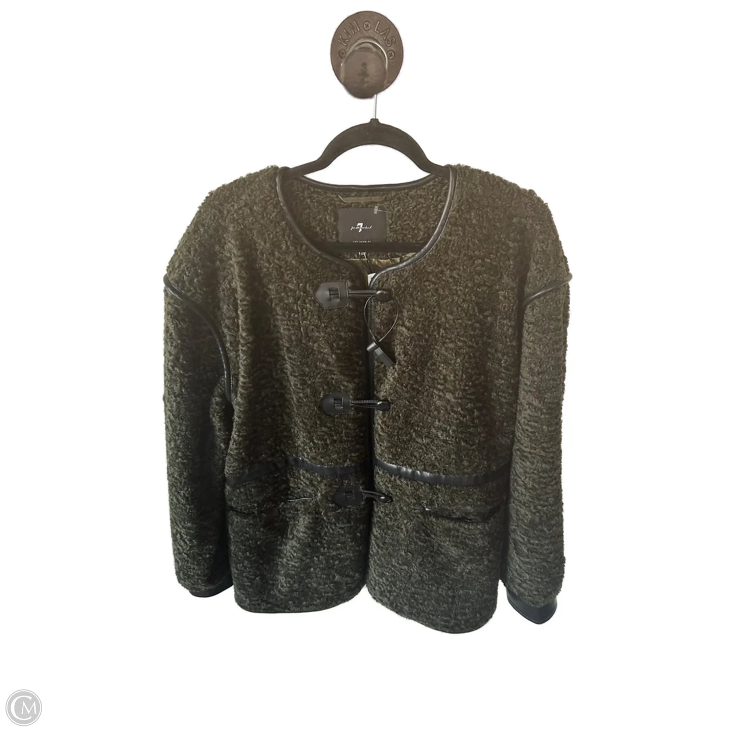 Coat Faux Fur & Sherpa By 7 For All Mankind In Black & Green, Size: L