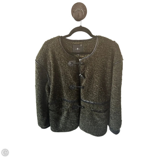 Coat Faux Fur & Sherpa By 7 For All Mankind In Black & Green, Size: L