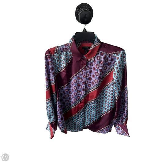 Top Long Sleeve By Ann Taylor In Blue & Red, Size: Xs