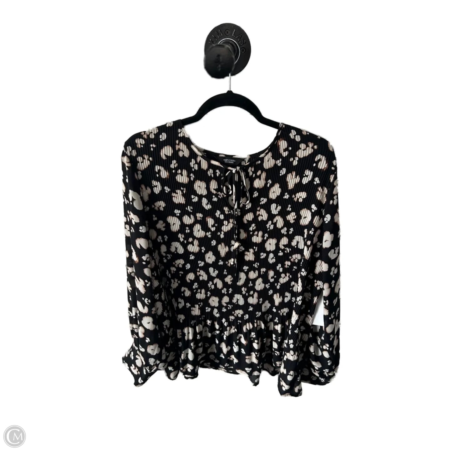 Top Long Sleeve By Simply Vera In Black & Brown, Size: Xxl