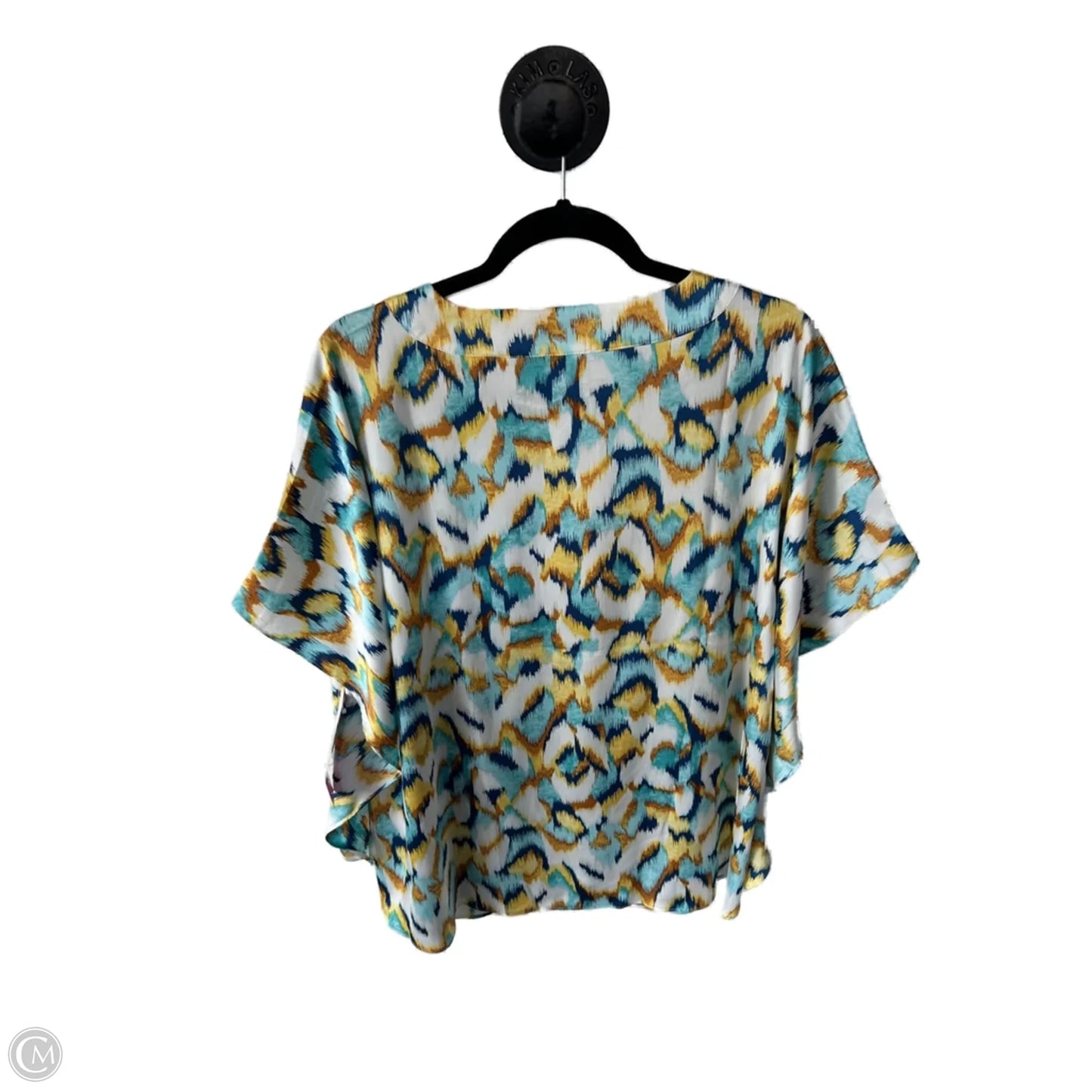 Top Sleeveless By Chicos In Blue & Yellow, Size: L