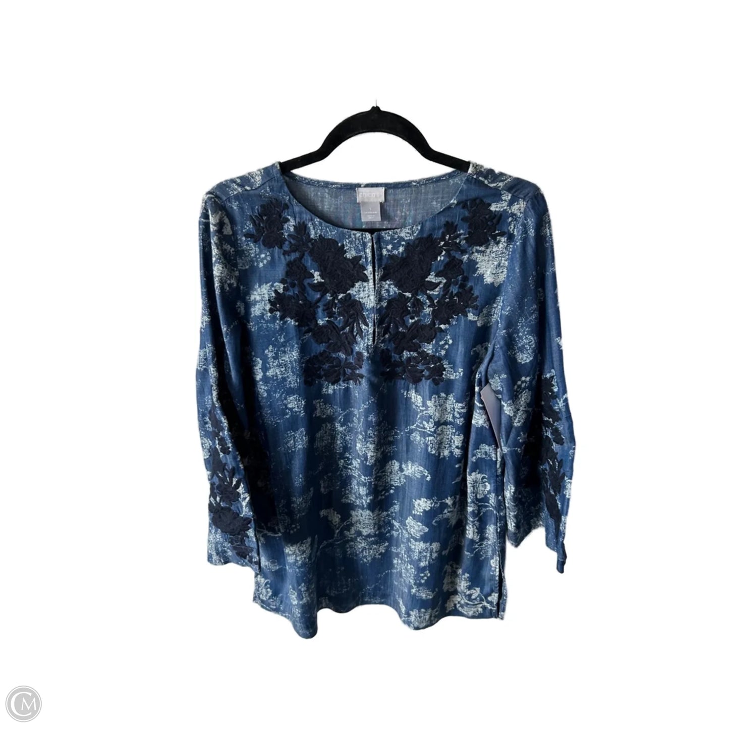 Tunic Long Sleeve By Chicos In Blue, Size: M