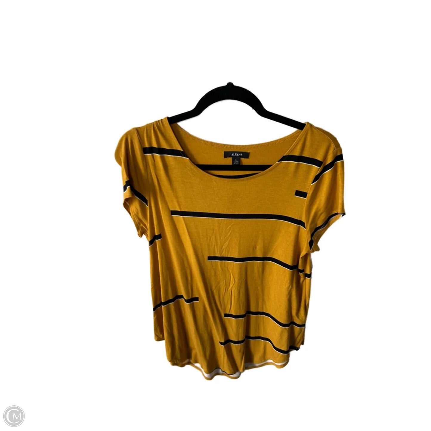 Top Sleeveless By Alfani In Black & Yellow, Size: S