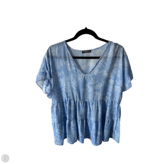 Top Short Sleeve By Clothes Mentor In Blue & White, Size: M