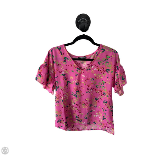 Top Short Sleeve By Heimish Usa In Pink & Yellow, Size: M