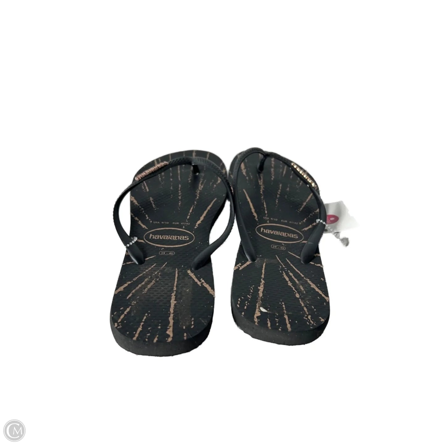 Sandals Flip Flops By Havaianas In Black & Tan, Size: 9
