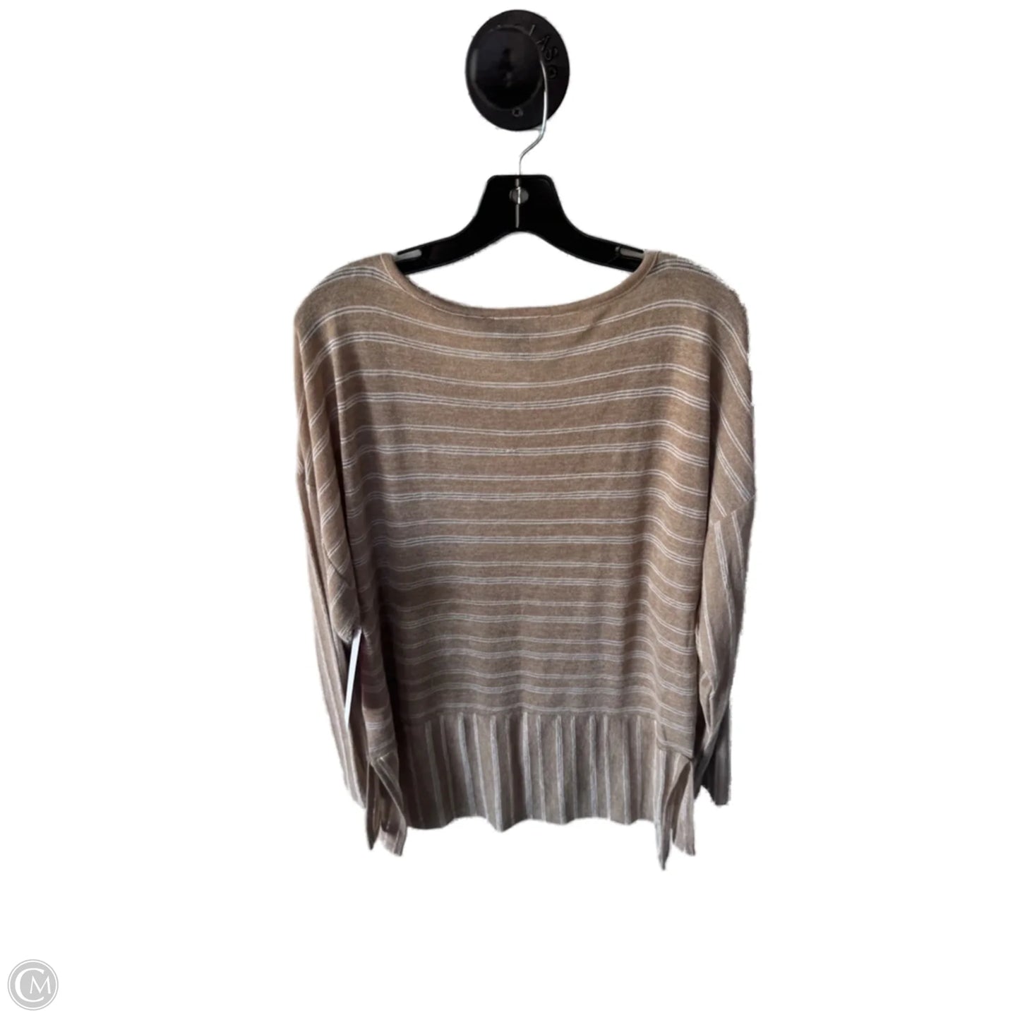 Top Long Sleeve By Nine West In Tan & White, Size: L