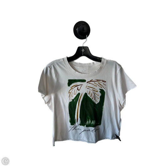 Top Short Sleeve By Anthropologie In Cream & Green, Size: S
