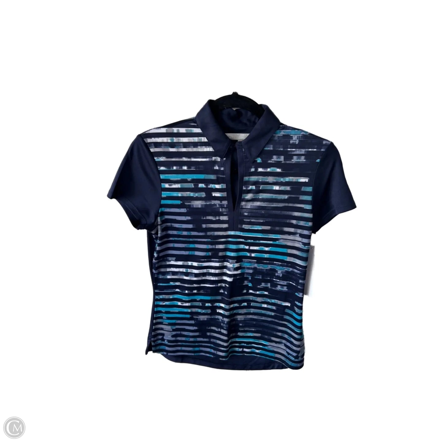 Athletic Top Short Sleeve By Callaway In Blue & Grey, Size: S