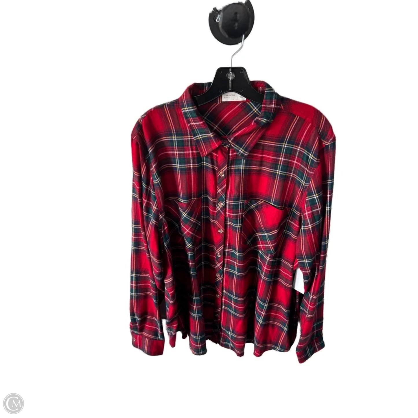 Top Long Sleeve By Maurices In Red & Yellow, Size: 2x