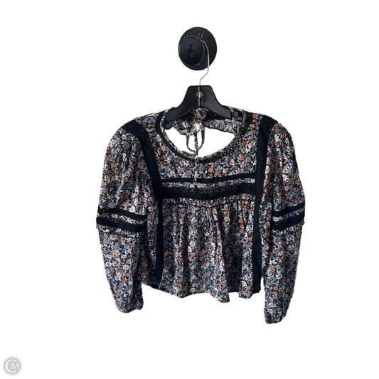 Top Long Sleeve By American Eagle In Black & Blue, Size: S