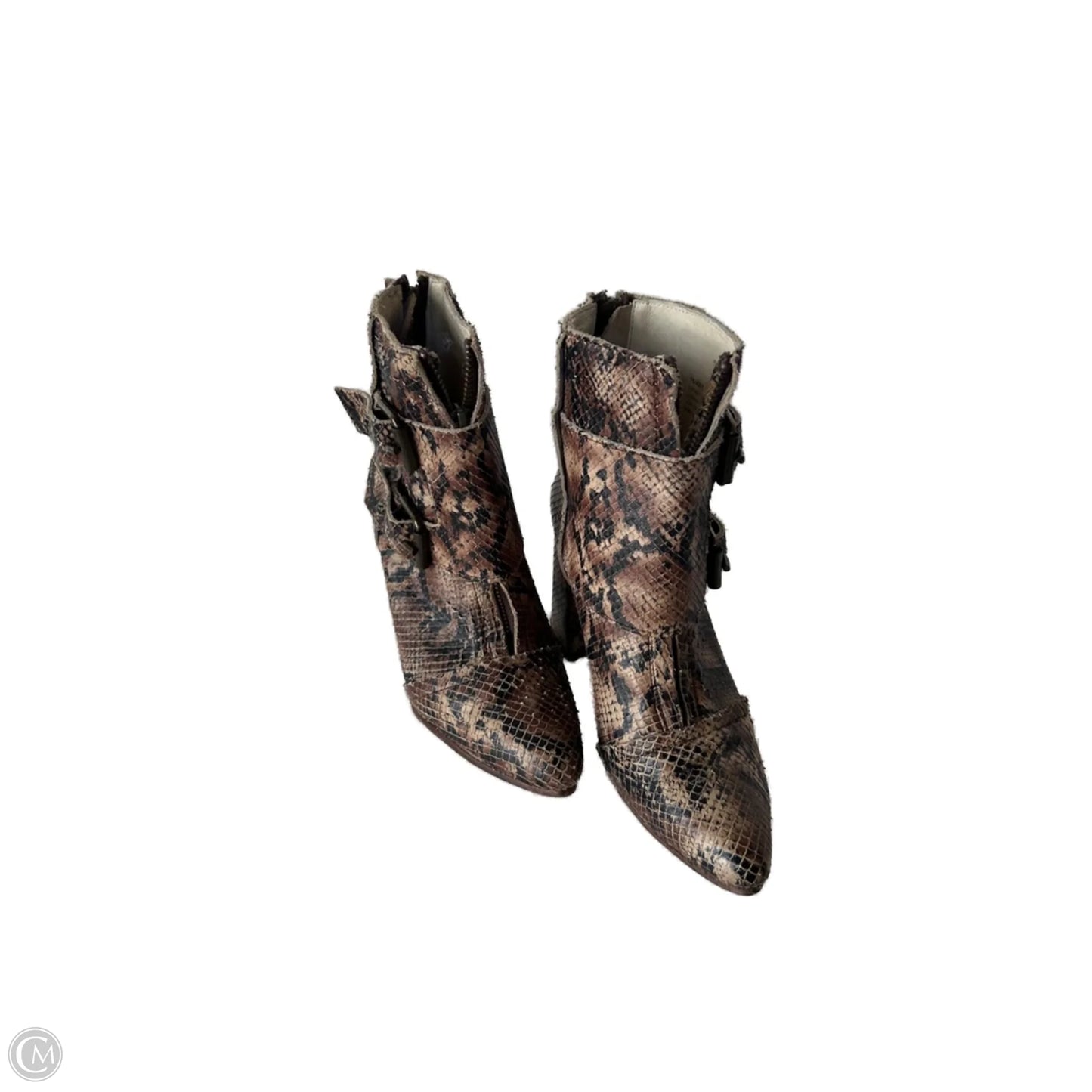 Boots Ankle Heels By Freebird In Snakeskin Print, Size: 8