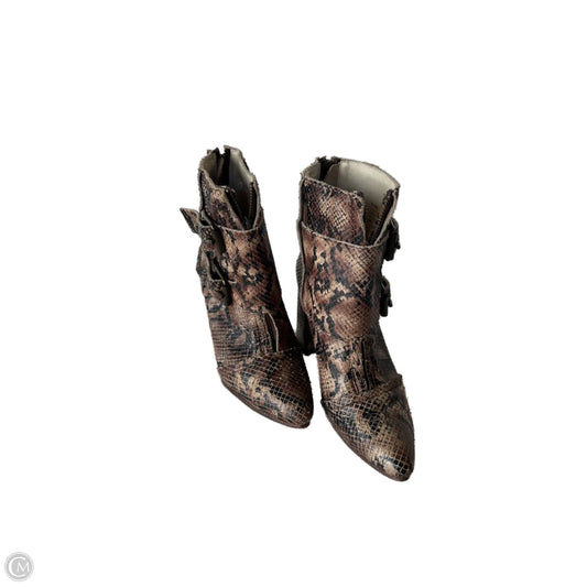 Boots Ankle Heels By Freebird In Snakeskin Print, Size: 8